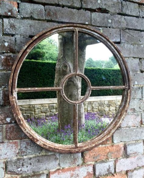 Outside Garden Vintage Rustic Circular Window Mirror