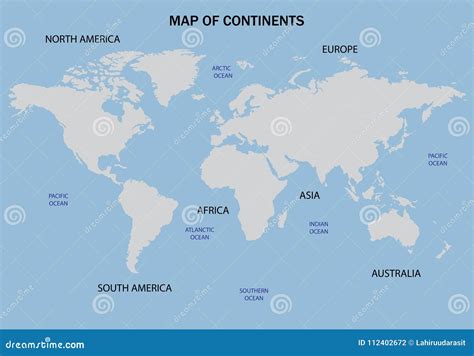 World Map With Continents Stock Vector Illustration Of Borders 112402672