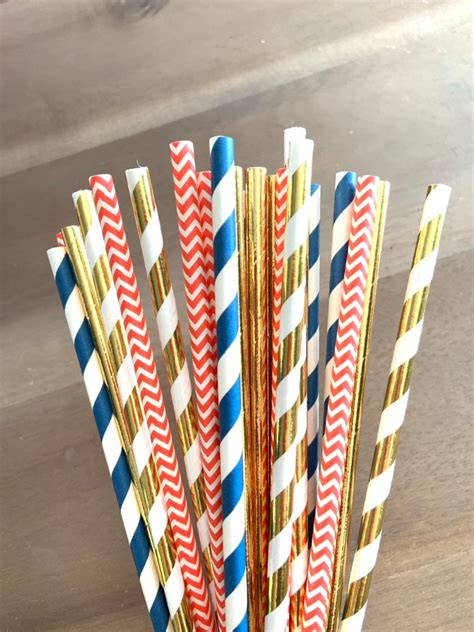 Coral And Navy Straws Navy And Coral Party Decor Coral Bridal