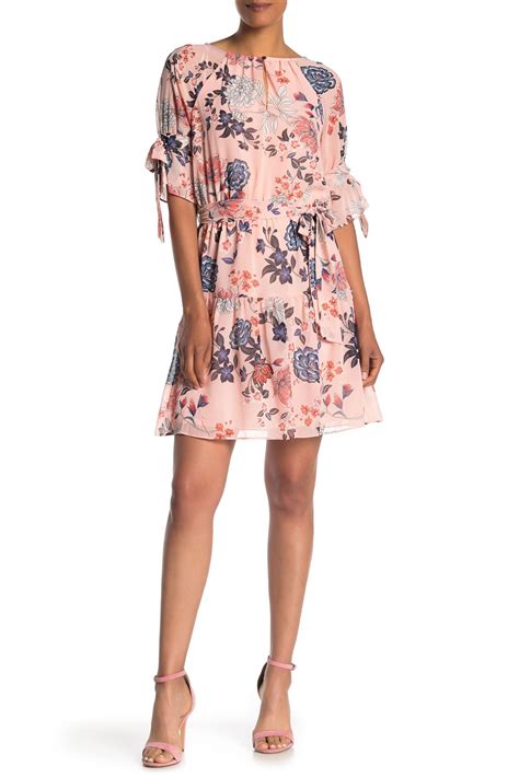 Vince Camuto Floral Chiffon Tie Sleeve Dress Free Shipping On Orders