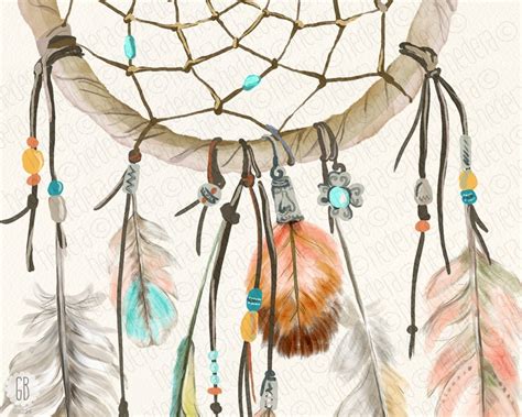 Watercolor Dream Catcher Skull Antlers Arrows Feathers Etsy