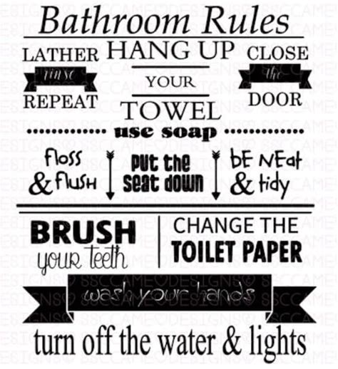Bathroom Rules Svg Png File Etsy