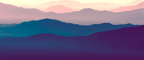 Download 2560x1080 Wallpaper Mountains Landscape Purple Sunset