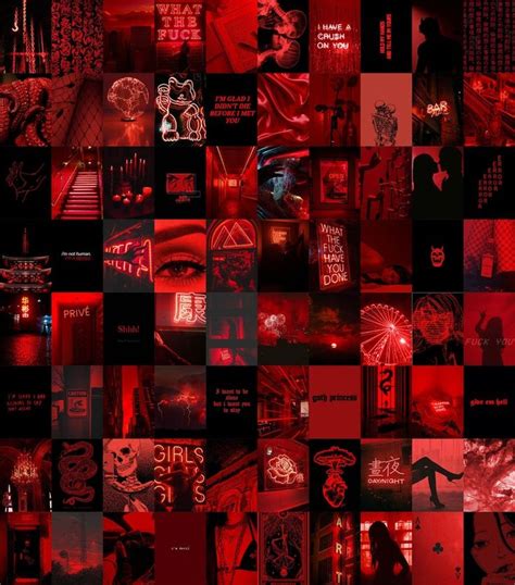 Red Wall Collage Kit Aesthetic Grunge Tumblr Decor Digital Prints 80