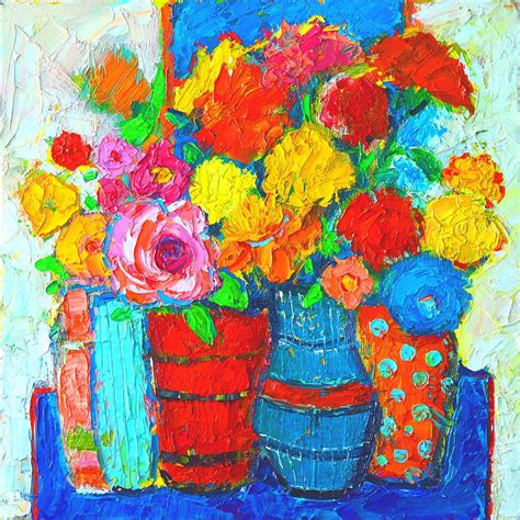 Colorful Vases And Flowers Abstract Expressionist