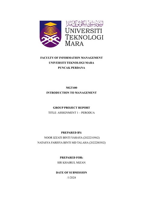 Mgt Group Assignment Faculty Of Information Management