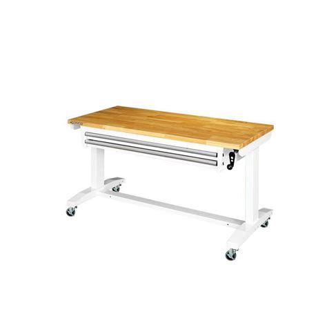 Husky Workbenches 52 In Adjustable Height Work Table W2 Drawers Steel