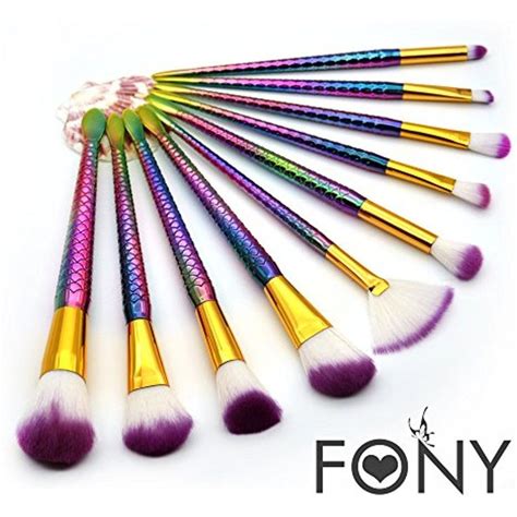 fony mermaid makeup brushes 10 pcs professional makeup brush set premium silky soft synthetic