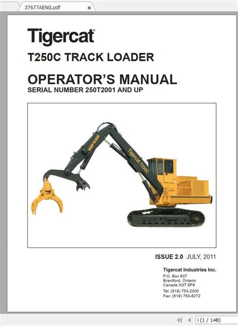 Tigercat T C Track Loader Operator S Manual Aeng Auto Repair