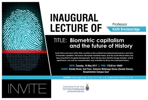 Inaugural Lecture Biometric Capitalism And The Future Of History