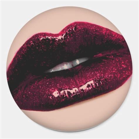 Red Hot Sparkling Kissable Lips Classic Round Sticker Zazzle