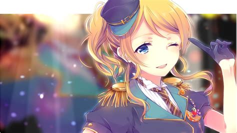 Wallpaper Illustration Blonde Anime Girls Love Live Gloves Wink