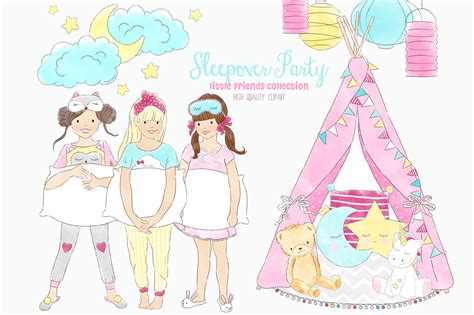 slumber sleepover pajama party clip art graphic by kabankova · creative fabrica