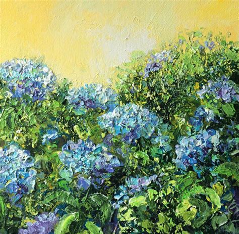 Blue Hydrangeas Acrylic Painting By Colette Baumback Blue