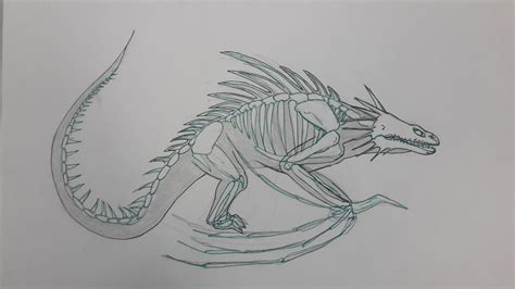 Skeleton Dragon Drawing Skeletal Dragon By Werewolf Krai On Deviantart Bochicwasure