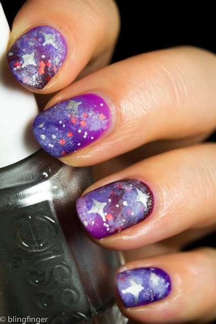 Blingfinger Purple Galaxy Nails Galaxy Nails Nails Cosmic Nails