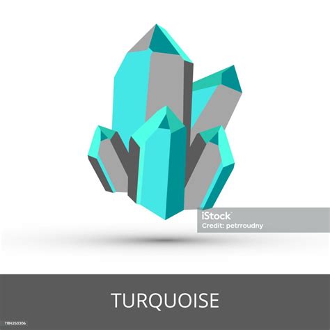 Vector Mineralogy Icon Of Gray Blue Green Opaque Mineral Turquoise