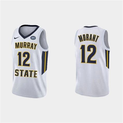 Men Murray St Racers Ja Morant 12 College Basketball White Jersey