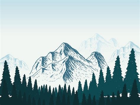 Premium Vector Landscape Mountain Poster Design Template