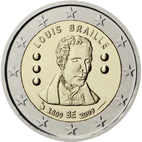 2 Euro Belgio 2009 Louis Braille Belgio Euro Commemorativi Monete E