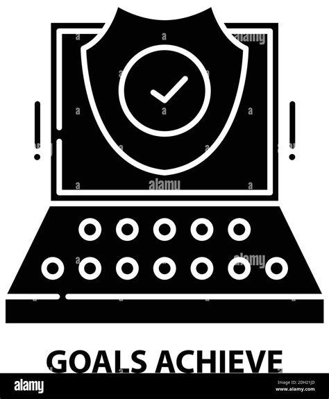 Goals Achieve Icon Black Vector Sign With Editable Strokes Concept