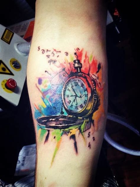 Watercolor Clock Tattoo At Explore Collection Of