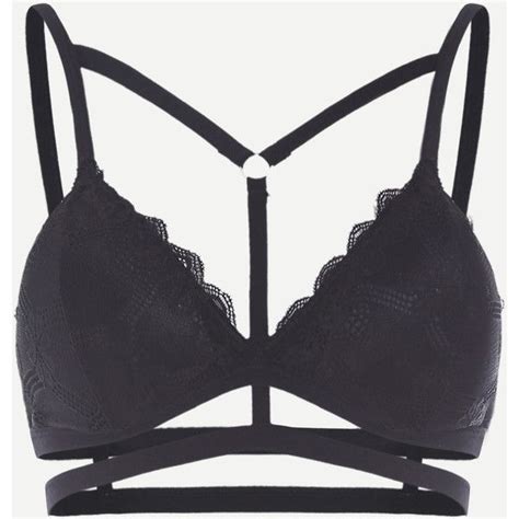 Black Lace Scallop Cut Out Bra Ars Liked On Polyvore Featuring