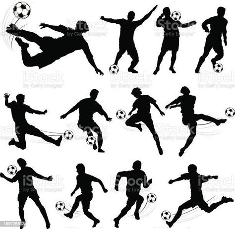 Silhouettes Of Soccer Players Stock Illustration Download Image Now
