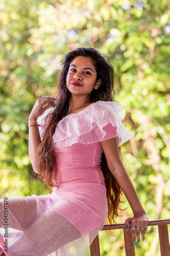 Beautiful Girl Posing Outdoors In Sri Lanka Stock Photo And Royalty