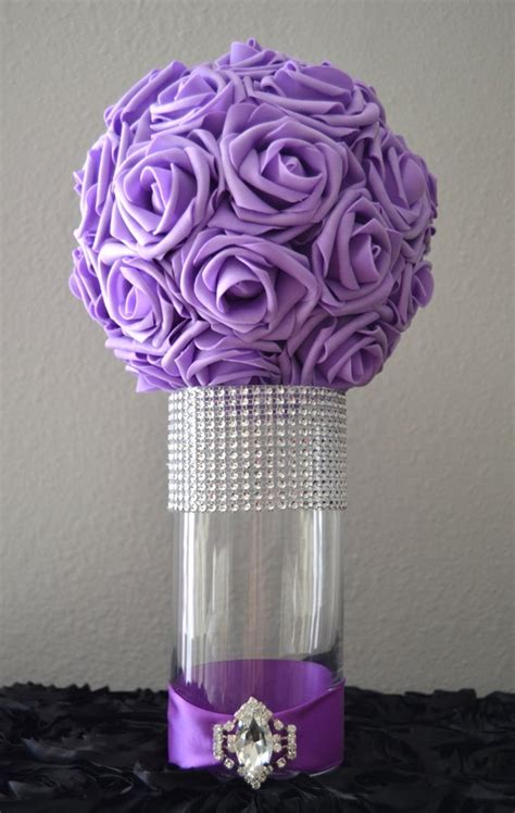 Items Similar To Luxury Brooch And Rhinestone Vase With Satin Ribbon