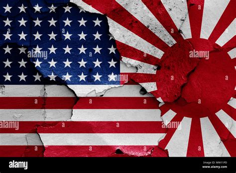 Flags Of Usa And Japan In Ww2 Stock Photo Alamy