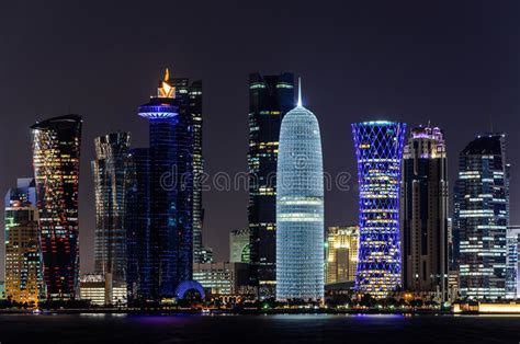 Doha Skyline Qatar At Night Stock Image Image Of Night Museum 71724897