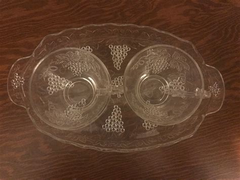 Vintage Anchor Hocking Glass Serva Snack Set Plates And Cups Etsy