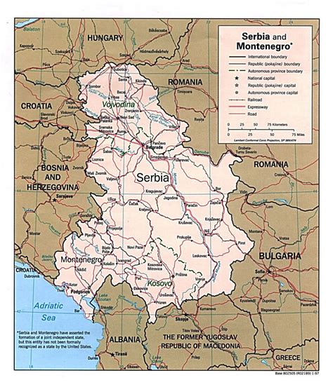 Detallado Mapa Político De Serbia Y Montenegro 1997 Serbia Europa