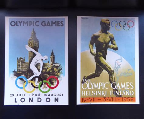 Olympics poster. History of Olympic Games in thirteen posters. Texaco 1912-1972. Sports prints ...