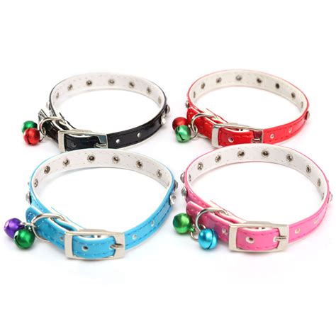 bling-pu-leather-collar-dog-bell-adjustable-collar-pet-puppy-buckle-cat-neck-strap-safety
