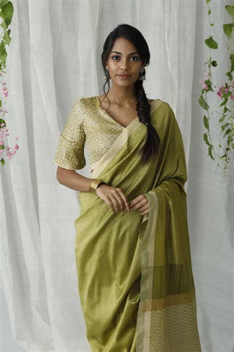 Olive Green Mixed Beige Saree Is Ideal For A Day Special Occasion Style This Saree With Your