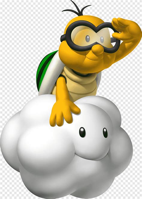 Green And Yellow Turtle Riding Cloud Illustration New Super Mario Bros