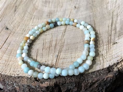 Frosted Natural Amazonite Crystal Mm Wrap Bracelet Stretch By