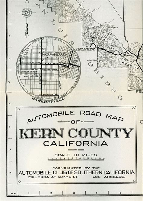 Automobile Road Map Of Kern County California Copyrighted By The