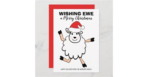 Funny Sheep Santa Wishing Ewe Merry Christmas Holiday Card Zazzle