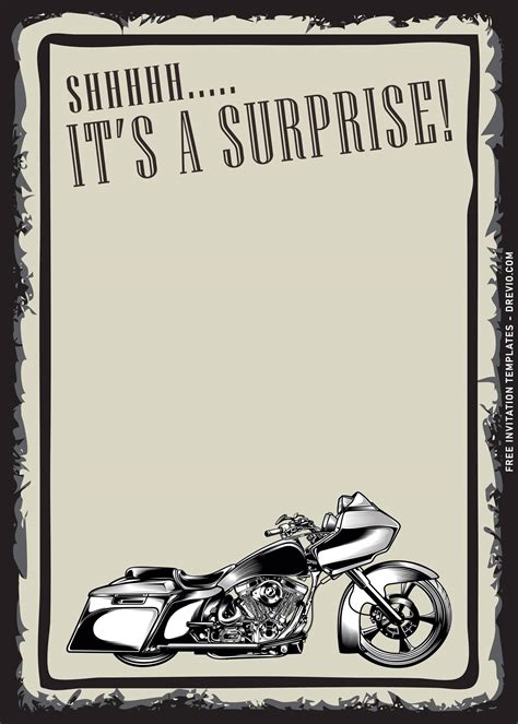 10 Personalized Classic Motorcycle Themed Birthday Invitation