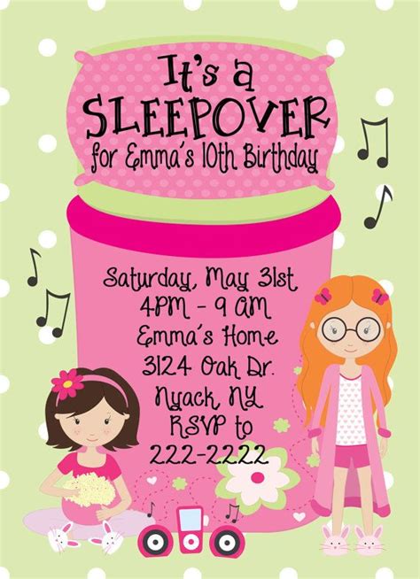 Sleepover Slumber Party Invitation Printable Digital File Etsy Slumber Party Invitations
