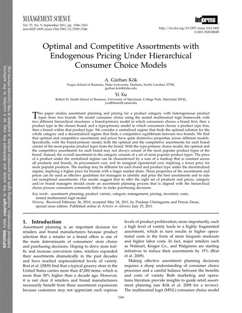 Pdf Optimal And Competitive Assortments With Endogenous Pricing Under
