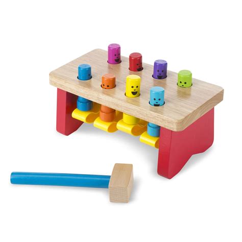 Melissa And Doug Deluxe Pounding Bench Wooden Toy With Mallet