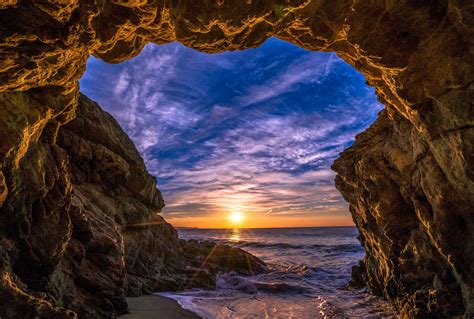 Beach Cave In Malibu California 4k Ultra Papel De Parede Hd Plano De