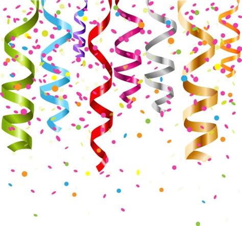 Colored Ribbon With Confetti Birthday Background Vector Free Download