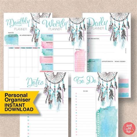 Personal Size Printable Inserts Dream Catcher Fits Personal Slim