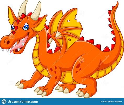 Cartoon Dragon Isolated On White Background Stock Vector Illustration