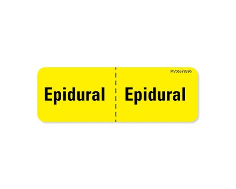 Label Paper Permanent Epidural Epidural 1 Core 2 1516 X 1 Yellow